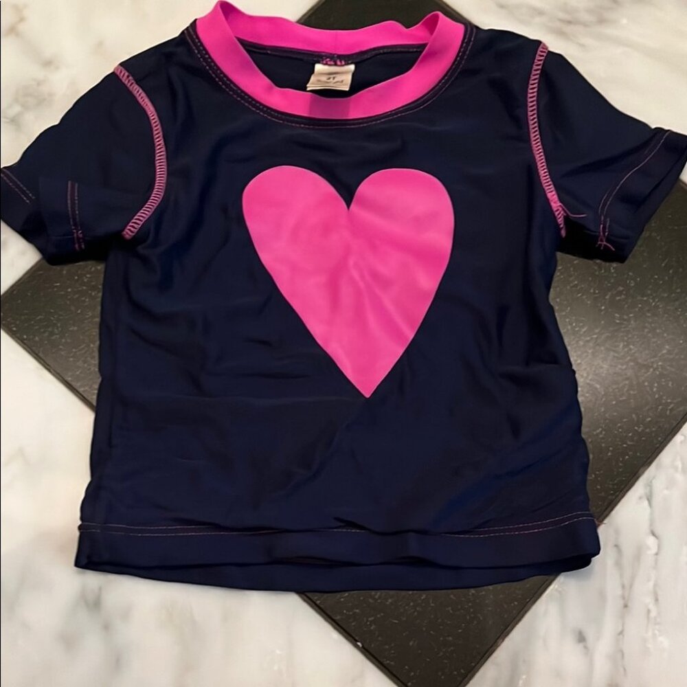 OshKosh B'gosh Blue and Pink Rashguard with Heart Design